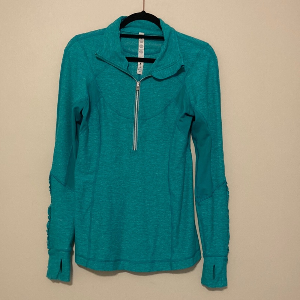 Lululemon Run Dash Half Zip Turquoise Reflective Pullover Size 8